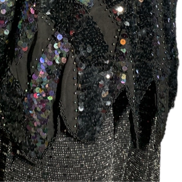 ADINA FASHIONS Gorgeous Elegant Black Embedded Sequins and Beads Top Size M - Picture 12 of 15